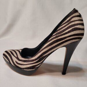Steve Madden Black Platform Stiletto Heels Zebra Print Pony Hair Size 8